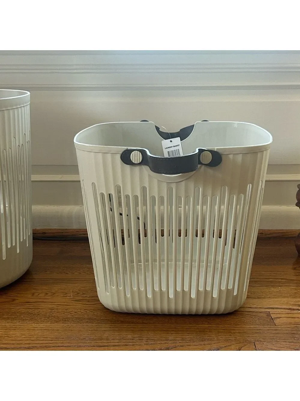Scandinavian Japandi Storage Basket Set Leather Handles Nordic Laundry Bins 2